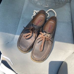 wallabees brown leather loafers